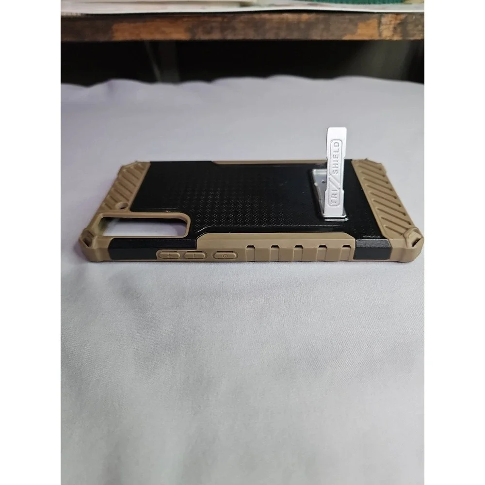 Tri-Shield Rugged Case Metal Stand‎ Samsung S22 Plus Pre-Owned Tan And Black